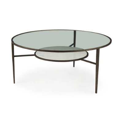 69253-AB - Felicity 36.0L x 36.0W x 16.0H Marble Top W/Iron Frame Coffee Table