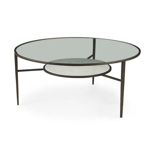 69253-AB - Felicity 36.0L x 36.0W x 16.0H Marble Top W/Iron Frame Coffee Table