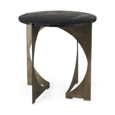 69264-AB - Reinhold II 21L x 21W x 21H Black Marble Top Iron Side Table 