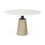 69366-AB - Maxwell 48L x 48W x 30H White Marble Round Top W/ Black Metal and Wood Pedestal Base Dining Table