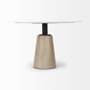 69366-AB - Maxwell 48L x 48W x 30H White Marble Round Top W/ Black Metal and Wood Pedestal Base Dining Table