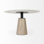 69366-AB - Maxwell 48L x 48W x 30H White Marble Round Top W/ Black Metal and Wood Pedestal Base Dining Table