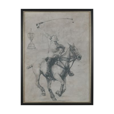 13617 - Polo Player I by Mercana Studio a Hand Embellished Textured Framed Art Print Matted under Glass