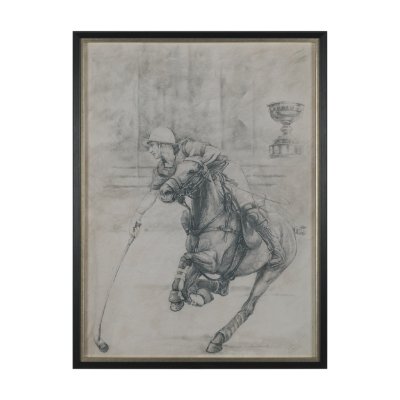 13618 - Polo Player II by Mercana Studio a Hand Embellished Textured Framed Art Print Matted under Glass