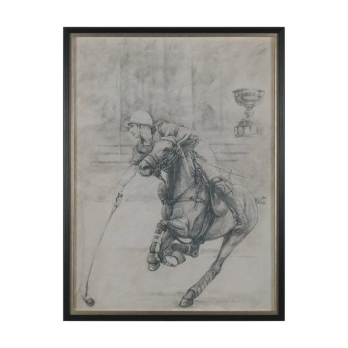 13618 - Polo Player II by Mercana Studio a Hand Embellished Textured Framed Art Print Matted under Glass