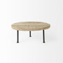 69144 - Cedric 15L x 15W x 6H Round Light Brown Wood w/ Black Metal Legs Decorative Display Stand