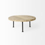 69144 - Cedric 15L x 15W x 6H Round Light Brown Wood w/ Black Metal Legs Decorative Display Stand