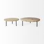 69144 - Cedric 15L x 15W x 6H Round Light Brown Wood w/ Black Metal Legs Decorative Display Stand