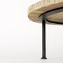 69144 - Cedric 15L x 15W x 6H Round Light Brown Wood w/ Black Metal Legs Decorative Display Stand