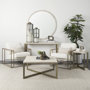 69180 - Faye 34L x 34W x 17H Beige Finished Wood W/Gold Metal Base Square Coffee Table