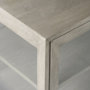 69291 - Arelius 36L x 18W x 32H Gray Wood, Black Metal Base w/ 2 Glass Doors Accent Cabinet