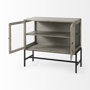 69291 - Arelius 36L x 18W x 32H Gray Wood, Black Metal Base w/ 2 Glass Doors Accent Cabinet
