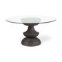 68748-AB - Crossman III 60" Round Dark Brown/Gray Solid Wood Base W/Glass Top Dining Table