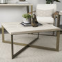 69180 - Faye 34L x 34W x 17H Beige Finished Wood W/Gold Metal Base Square Coffee Table