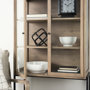 69209 - Arelius 36L x 18.75W x 63H Light Brown Wood W/ Black Metal Base Display Cabinet