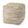 69503 - Aalia 16.0L x 16.0W x 16.0H Beige Leather and Jute Pouf
