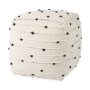 69506 - Amaira 16.0L x 16.0W x 16.0H Cream/Black/White patterned Wool and Cotton Pouf