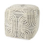 69507 - Amaya 16.0L x 16.0W x 16.0H Cream/Black/Gray Wool and Cotton Pouf