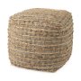 69509 - Binita  16.0L x 16.0W x 16.0H  Gray/Brown Hemp Wool and Cotton Pouf
