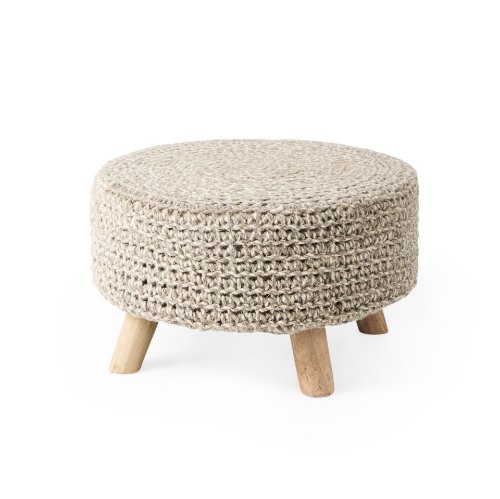 69512 - Bina  24.0L x 24.0W x 14.0H Light Gray 4 Legged Wool Stool