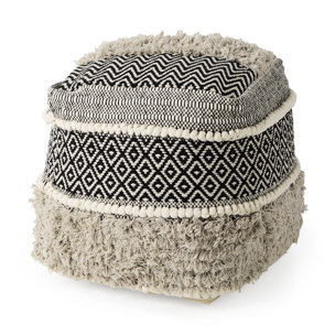 Darika 16.0L x 16.0W x 16.0H Black/White/Gray Cotton Pouf