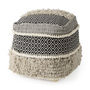 69515 - Darika 16.0L x 16.0W x 16.0H Black/White/Gray Cotton Pouf