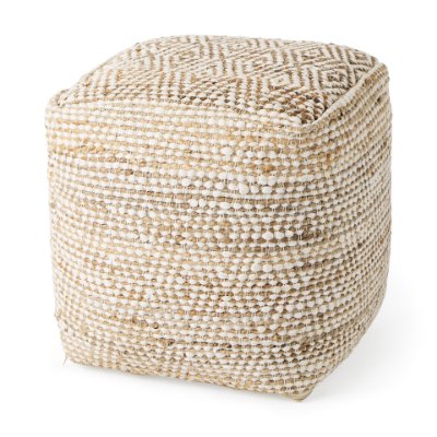 69517 - Ekani 16.0L x 16.0W x 16.0H Cream/Beige Cotton Pouf