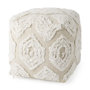 69518 - Ekanta 16.0L x 16.0W x 16.0H  Cream/Beige Patterned Cotton Pouf