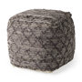 69521 - Falguni 16.0L x 16.0W x 16.0H Gray Leather and Cotton Patterned Pouf
