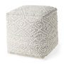 69522 - Farida 6.0L x 16.0W x 16.0H Light Gray Wool and Polyester Patterned Pouf