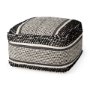 69524 - Garima  22.0L x 22.0W x 14.0H Black/White Wool and Cotton Patterned Pouf