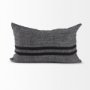 69418 - Sibyl 13x21 Black Fabric Striped and White Fringed Pillow Cover