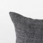 69418 - Sibyl 13x21 Black Fabric Striped and White Fringed Pillow Cover