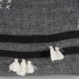 69418 - Sibyl 13x21 Black Fabric Striped and White Fringed Pillow Cover
