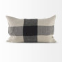 69420 - Raquel 13x21 Beige and Black Fabric Plaid Pillow Cover 