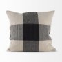 69421 - Raquel 18L x 18W Beige and Black Fabric Plaid Decorative Pillow Cover