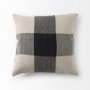 69421 - Raquel 18L x 18W Beige and Black Fabric Plaid Decorative Pillow Cover
