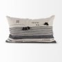 69422 - Thalia 13x21 Black and Beige Fabric Striped w/Fringe Pillow Cover