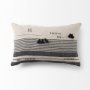 69422 - Thalia 13x21 Black and Beige Fabric Striped w/Fringe Pillow Cover