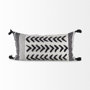 69438 - Kimia 14x26 White/Black Fabric Herringbone w/Fringed Pillow Cover 
