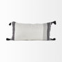 69438 - Kimia 14x26 White/Black Fabric Herringbone w/Fringed Pillow Cover 