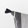 69438 - Kimia 14x26 White/Black Fabric Herringbone w/Fringed Pillow Cover 