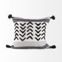 69439 - Kimia 20x20 White/Black Fabric Herringbone w/Fringed Pillow Cover