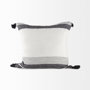 69439 - Kimia 20x20 White/Black Fabric Herringbone w/Fringed Pillow Cover