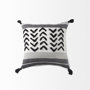 69439 - Kimia 20x20 White/Black Fabric Herringbone w/Fringed Pillow Cover