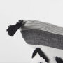 69439 - Kimia 20x20 White/Black Fabric Herringbone w/Fringed Pillow Cover