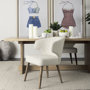 69398 - Niles 20" Seat Height Cream Fabric Seat W/ Medium Brown Wooden Legs Wingback  Dining Chair