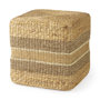 69576 - Maya 17.7L x 17.7W x 17.7H Light Brown W/Medium Brown Stripes Seagrass Square Pouf