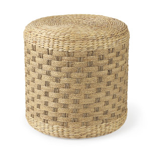 Michelle 17.7L x 17.7W x 17.7H Light Brown Woven Seagrass Round Pouf 