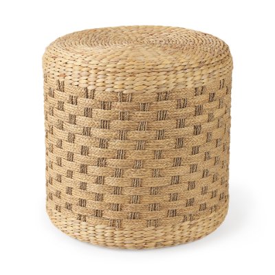 69580 - Michelle 17.7L x 17.7W x 17.7H Light Brown Woven Seagrass Round Pouf 